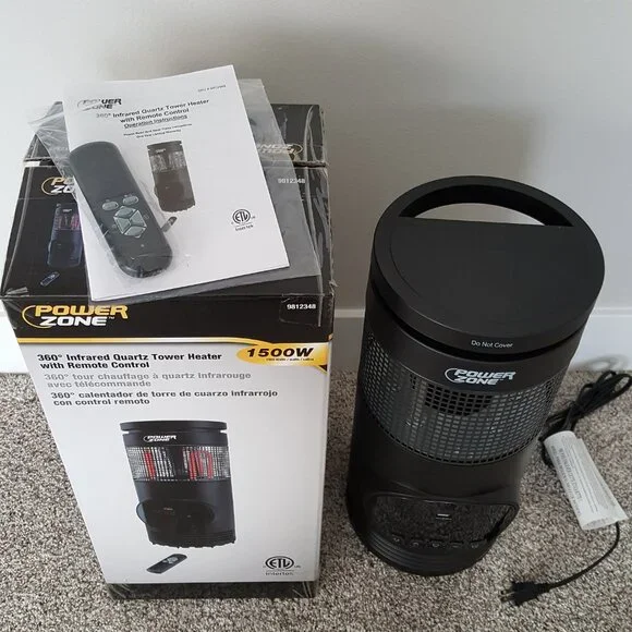 NEW Power Zone Infrared Space Tower Heater 360 Degree Remote USB Port 1000/1500W - Picture 10 of 12